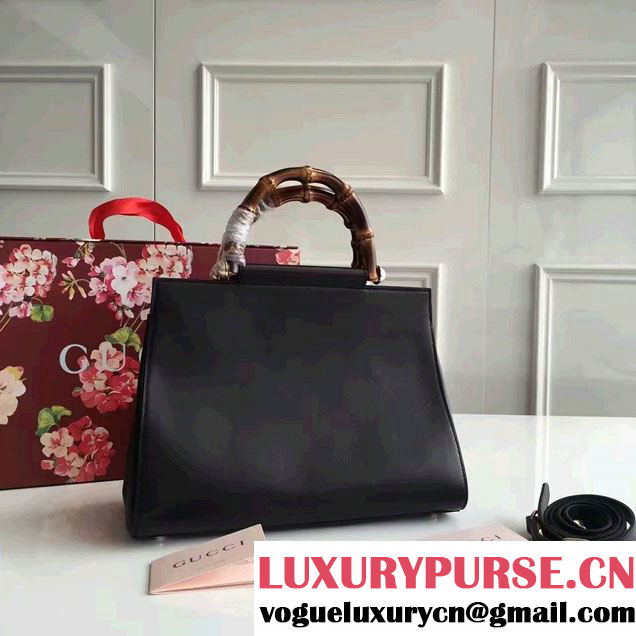 Gucci Bamboo Shopper Embroidered Tote Bag 445501 Black Runway 2016