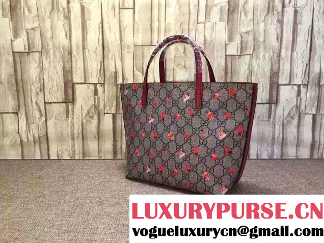 Gucci Children'S GG Supreme Canvas Tote Bag 410812 Strawberry 2016