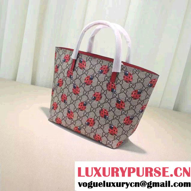Gucci Children'S GG Supreme Canvas Tote Bag 410812 Ladybugs 2016