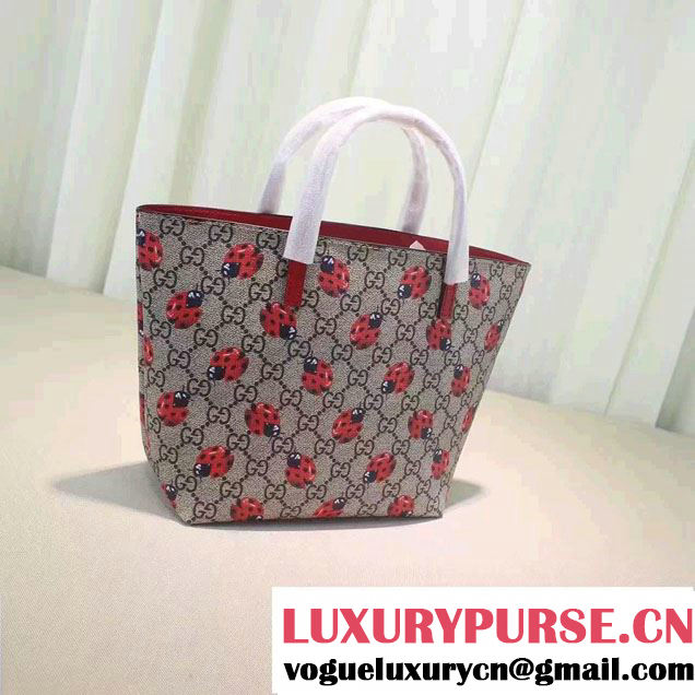 Gucci Children'S GG Supreme Canvas Tote Bag 410812 Ladybugs 2016
