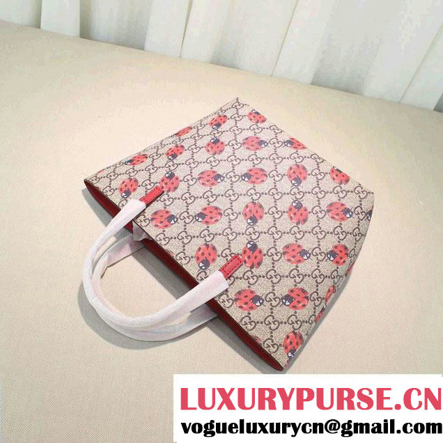 Gucci Children'S GG Supreme Canvas Tote Bag 410812 Ladybugs 2016