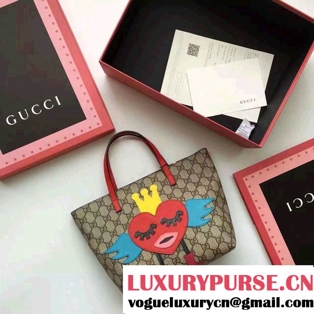 Gucci Children'S GG Supreme Canvas Tote Bag 410812 Heart 2016