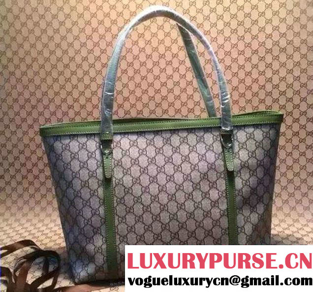 Gucci Nice GG Supreme Canvas Tote Medium Bag 309613 Green