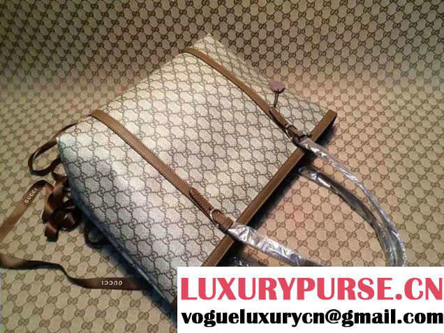 Gucci Nice GG Supreme Canvas Tote Medium Bag 309613 Khaki