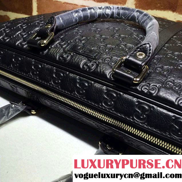 Gucci Briefcase Bag 201480 Guccissima Leather Black