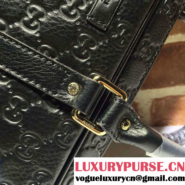 Gucci Briefcase Bag 201480 Guccissima Leather Black