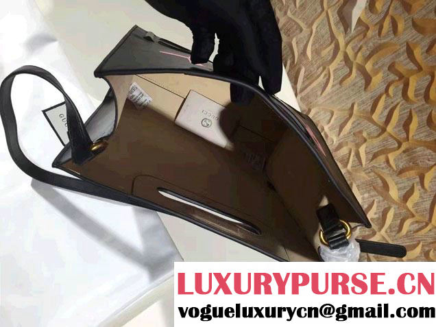 Gucci GucciGhost with Real Leather Tote Small Bag 409380 Black/Pink 2016