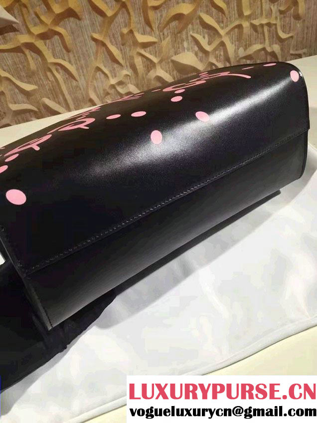 Gucci GucciGhost with Real Leather Tote Small Bag 409380 Black/Pink 2016