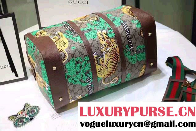 Gucci GG Supreme Canvas Medium Duffle Bag 406380 Bengal Green 2016