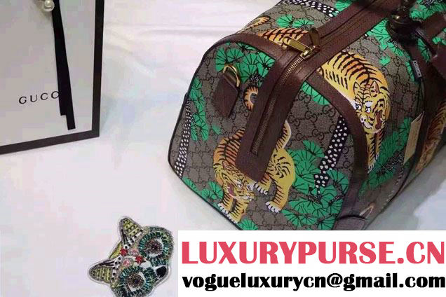 Gucci GG Supreme Canvas Medium Duffle Bag 406380 Bengal Green 2016