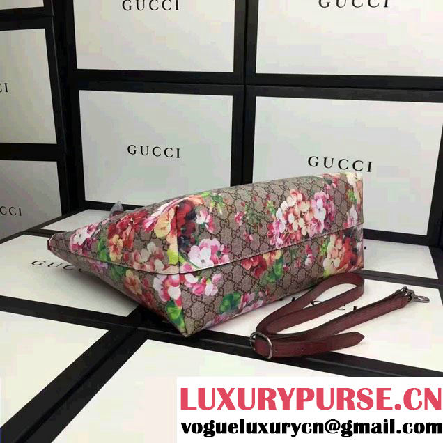Gucci Soft GG Supreme Tote Bag 453705 Red Blooms 2016