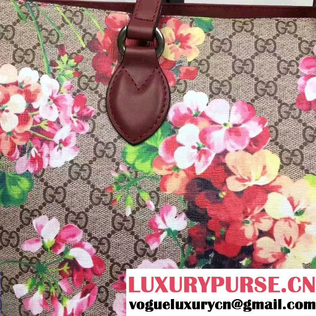 Gucci Soft GG Supreme Tote Bag 453705 Red Blooms 2016