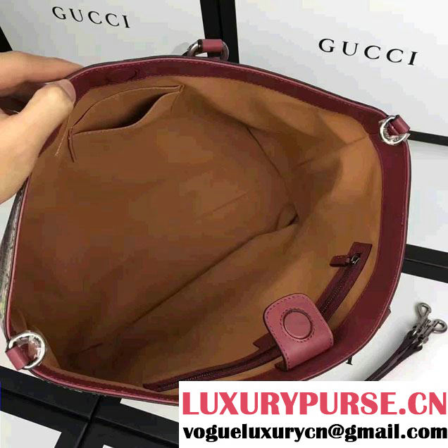 Gucci Soft GG Supreme Tote Bag 453705 Red Blooms 2016