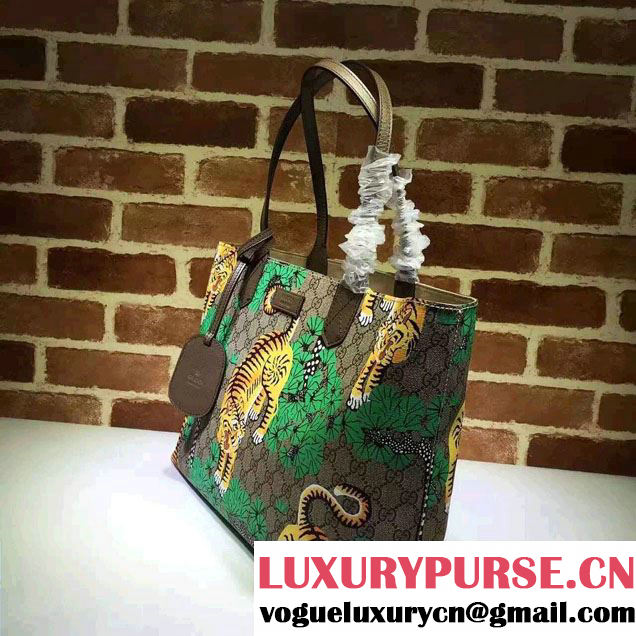Gucci GG Supreme Web Medium Tote Bag 429002 Bengal Green 2016
