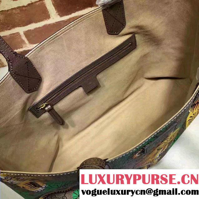 Gucci GG Supreme Web Medium Tote Bag 429002 Bengal Green 2016