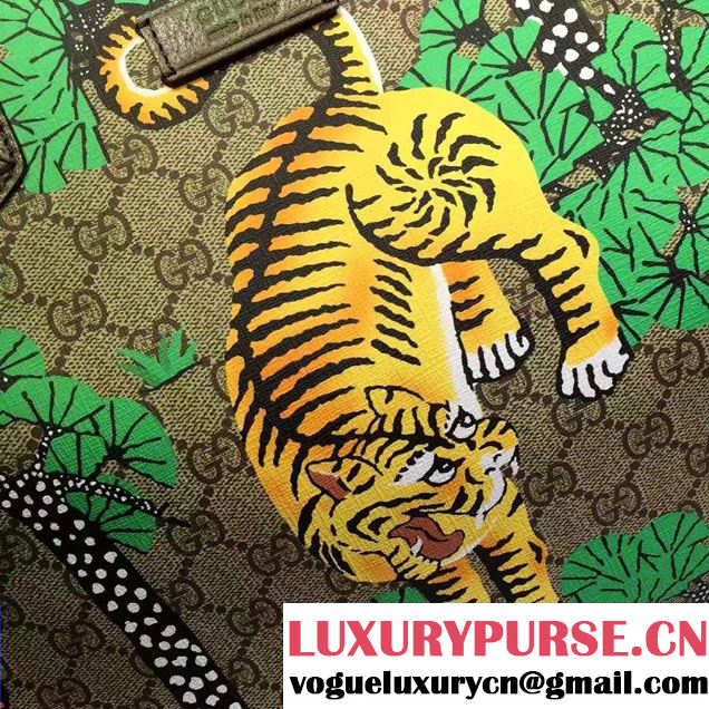 Gucci GG Supreme Web Medium Tote Bag 429002 Bengal Green 2016