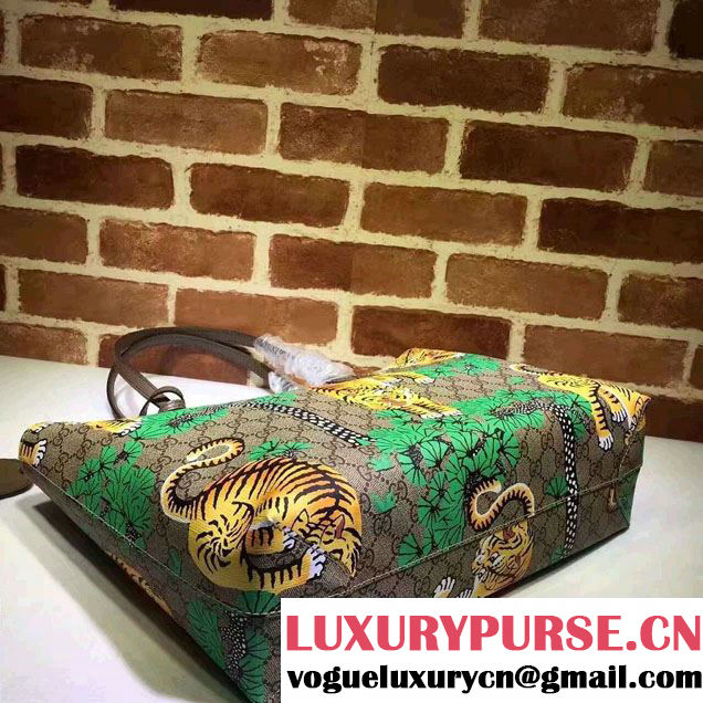 Gucci GG Supreme Web Medium Tote Bag 429002 Bengal Green 2016