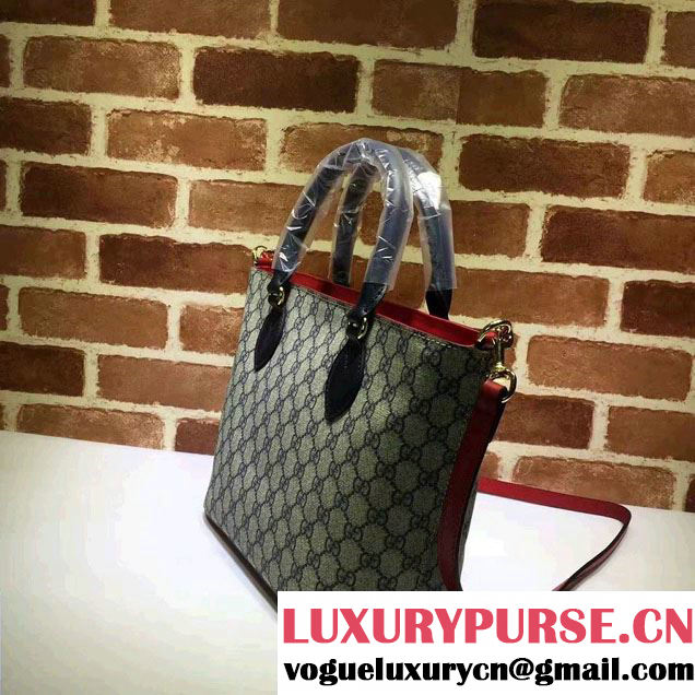 Gucci GG Supreme Canvas Tote Small Bag 432124 Blue/Red 2016