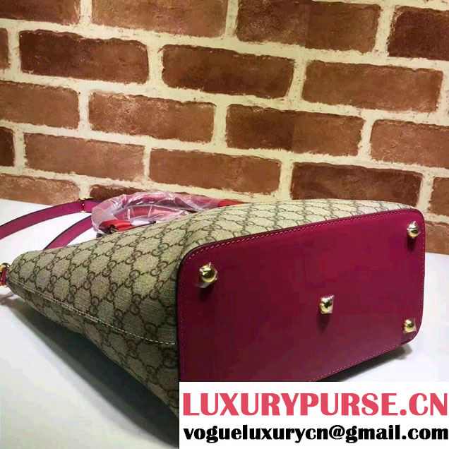 Gucci GG Supreme Canvas Tote Small Bag 432124 Red/Fuchsia 2016