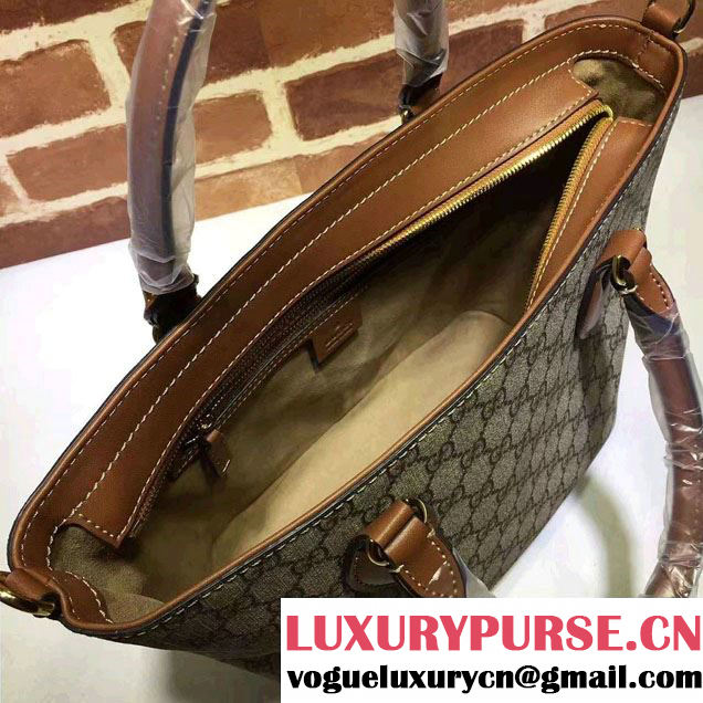Gucci GG Supreme Canvas Tote Small Bag 432124 Brown 2016