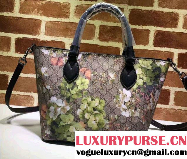 Gucci GG Supreme Canvas Tote Small Bag 432124 Green Blooms 2016