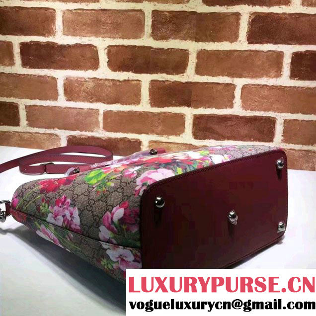 Gucci GG Supreme Canvas Tote Small Bag 432124 Red Blooms 2016