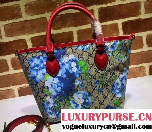 Gucci GG Supreme Canvas Tote Small Bag 432124 Blue Blooms 2016