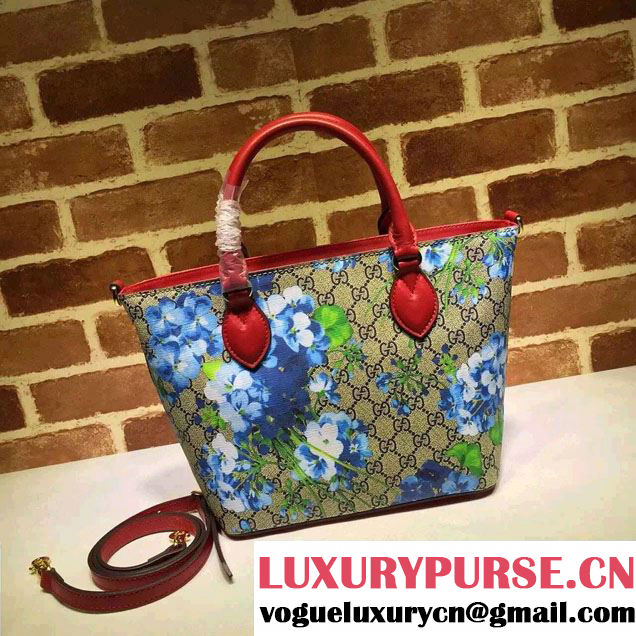 Gucci GG Supreme Canvas Tote Small Bag 432124 Blue Blooms 2016