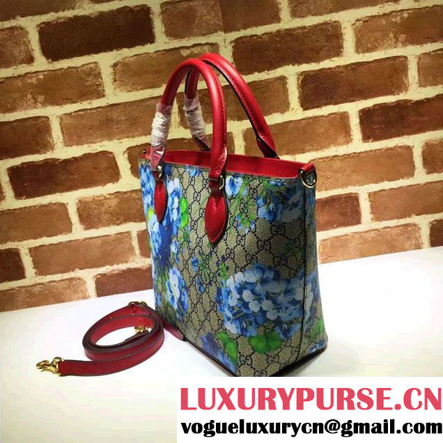 Gucci GG Supreme Canvas Tote Small Bag 432124 Blue Blooms 2016
