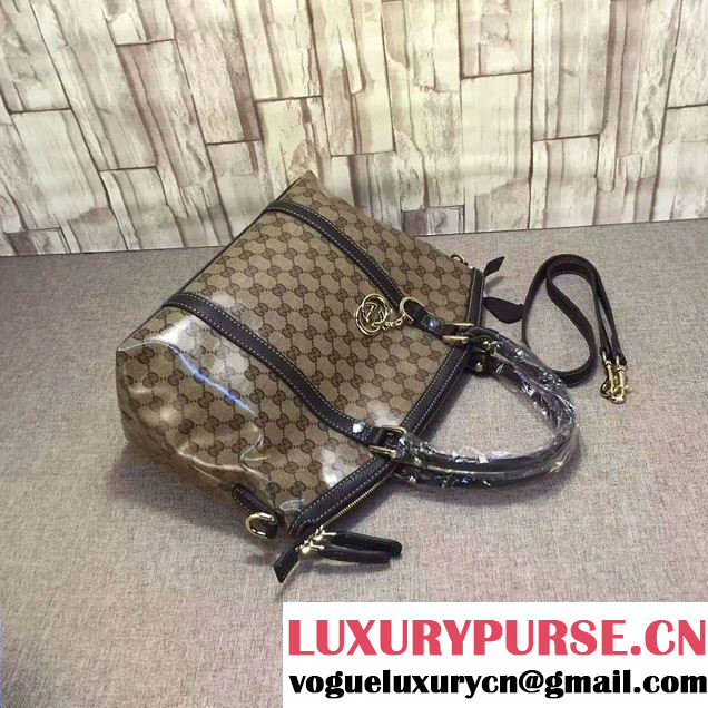 Gucci GG Canvas Convertible Tote Bag 341503 Crystal Coffee 2016