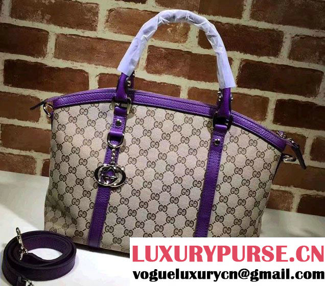 Gucci GG Canvas Convertible Tote Bag 341503 Purple 2016