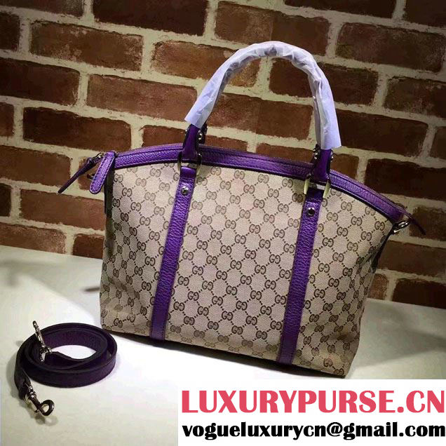 Gucci GG Canvas Convertible Tote Bag 341503 Purple 2016