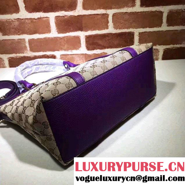 Gucci GG Canvas Convertible Tote Bag 341503 Purple 2016