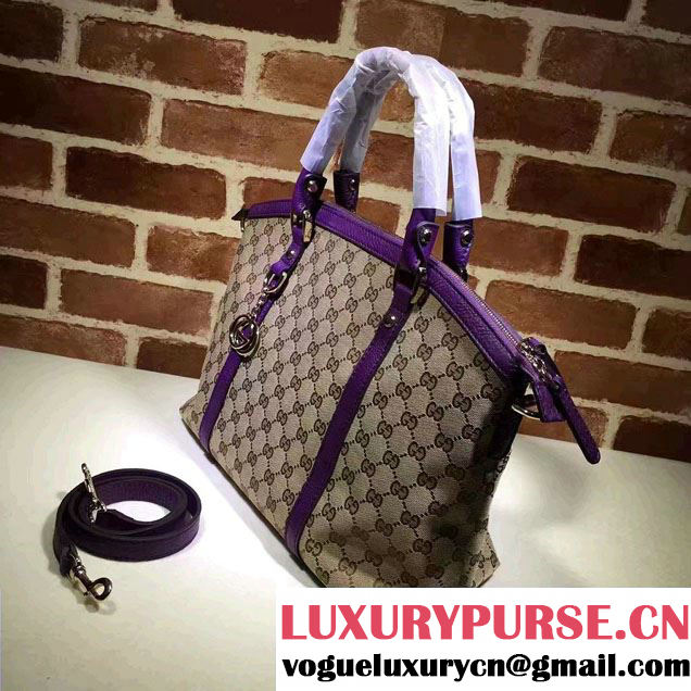 Gucci GG Canvas Convertible Tote Bag 341503 Purple 2016