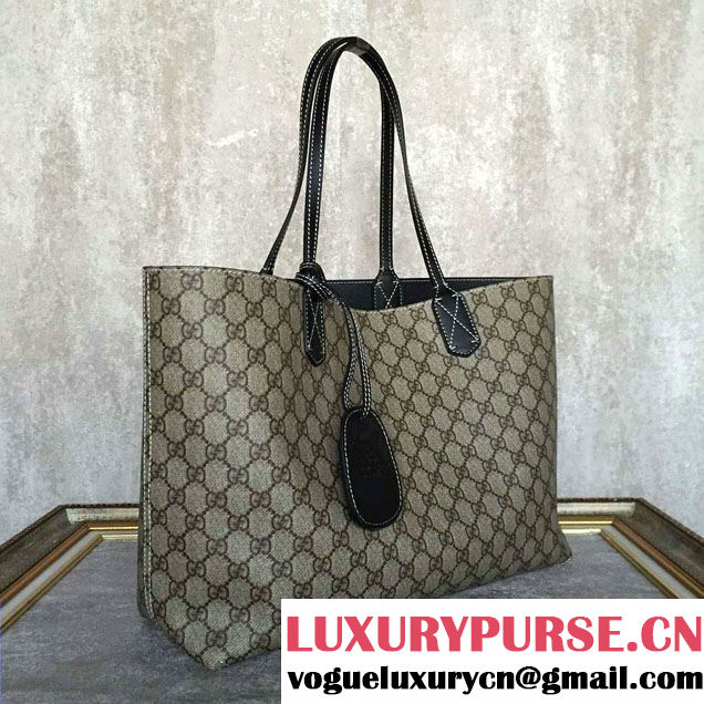 Gucci Reversible GG Leather Tote Medium Bag 368568 Black 2016