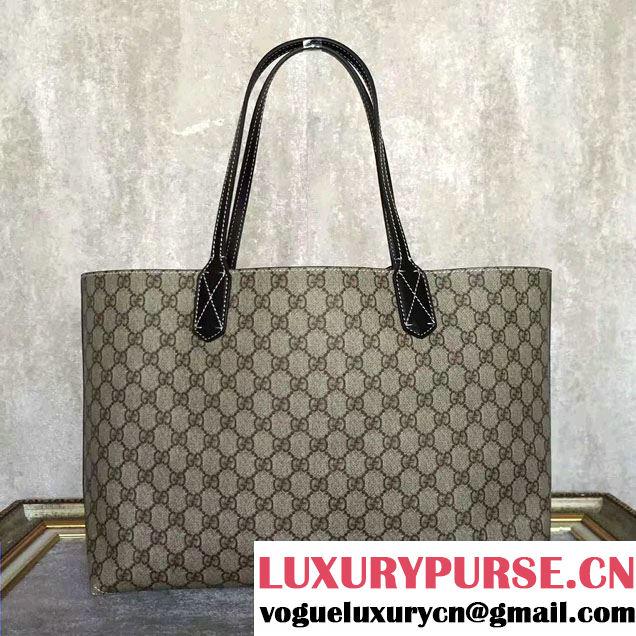 Gucci Reversible GG Leather Tote Medium Bag 368568 Black 2016