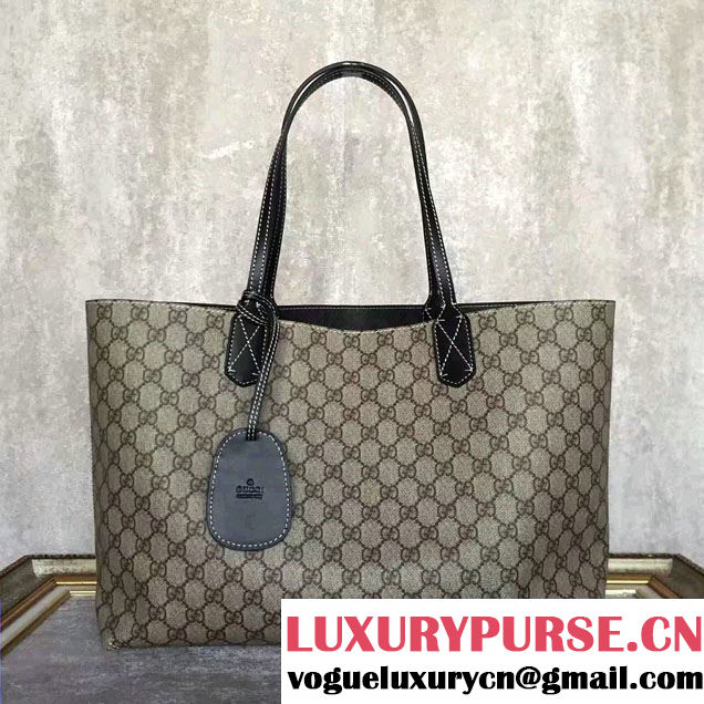 Gucci Reversible GG Leather Tote Medium Bag 368568 Black 2016