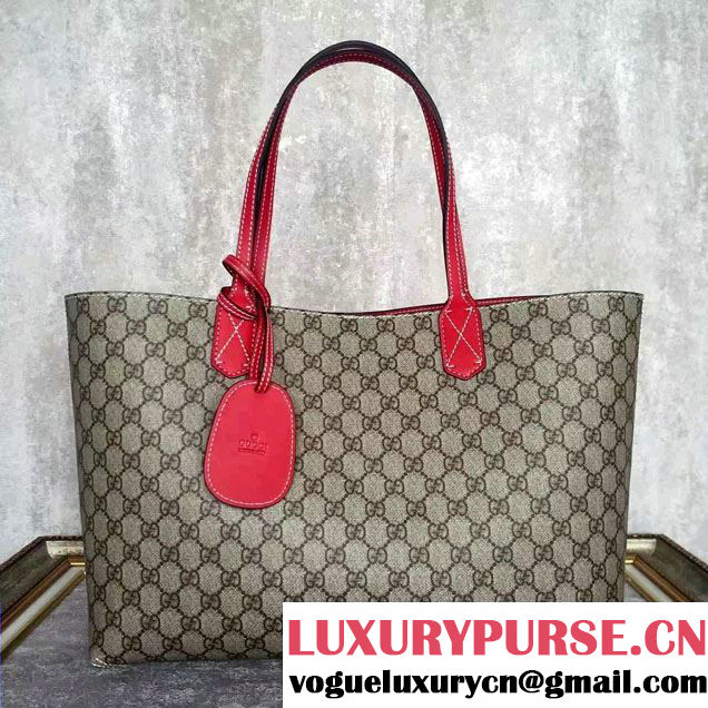 Gucci Reversible GG Leather Tote Medium Bag 368568 Red 2016
