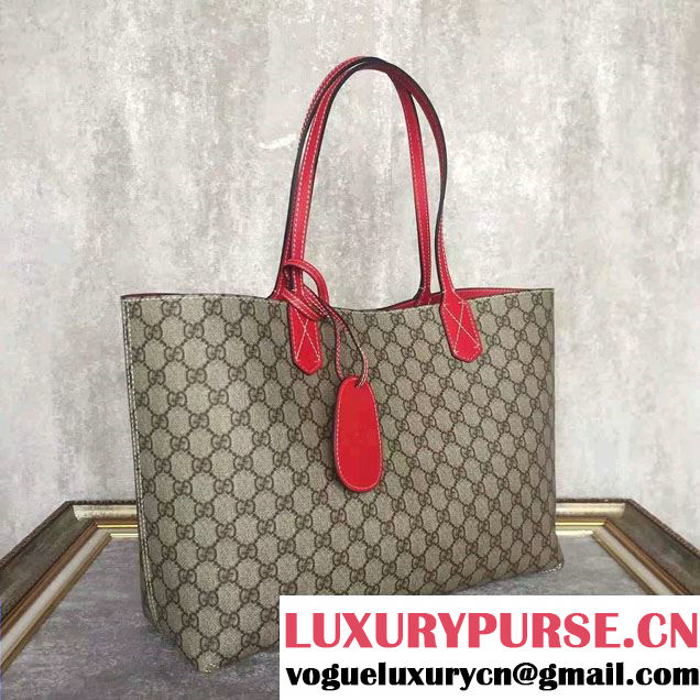 Gucci Reversible GG Leather Tote Medium Bag 368568 Red 2016