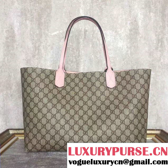 Gucci Reversible GG Leather Tote Medium Bag 368568 Pink 2016