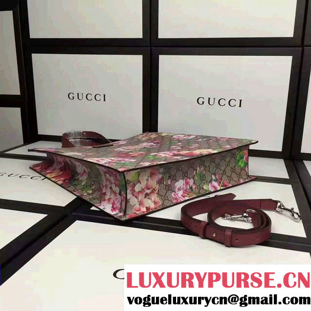 Gucci Soft GG Supreme Tote Bag 450950 Red Blooms Print 2016