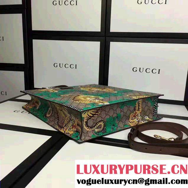 Gucci Soft GG Supreme Tote Bag 450950 Bengal Green Print 2016