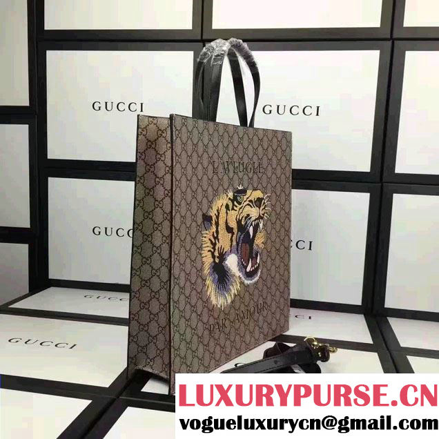 Gucci Soft GG Supreme Tote Bag 450950 Tiger And L'Aveugle Par Amour Print 2016