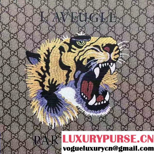 Gucci Soft GG Supreme Tote Bag 450950 Tiger And L'Aveugle Par Amour Print 2016