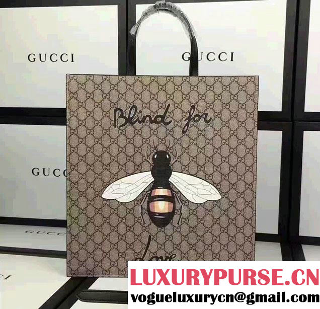 Gucci Soft GG Supreme Tote Bag 450950 Bee And Blind For Love Print 2016