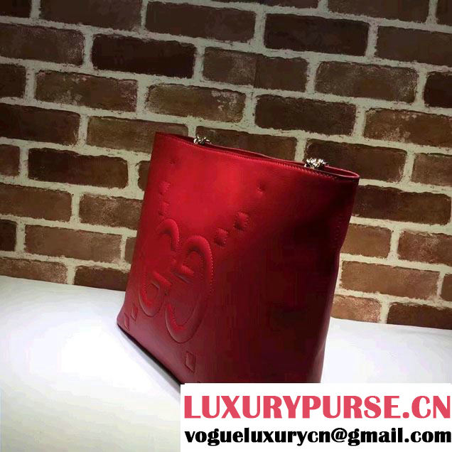 Gucci Embossed GG Leather Tote Medium Bag 453561 Red 2017
