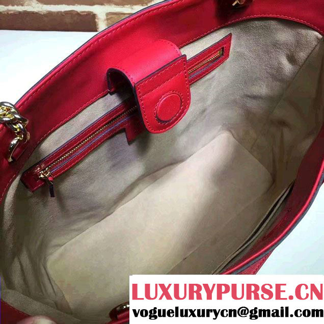 Gucci Embossed GG Leather Tote Medium Bag 453561 Red 2017