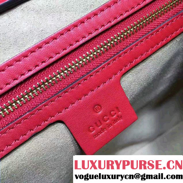 Gucci Embossed GG Leather Tote Medium Bag 453561 Red 2017