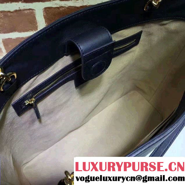 Gucci Embossed GG Leather Tote Medium Bag 453561 Black 2017