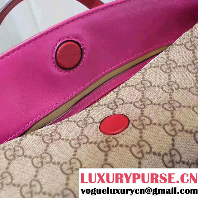 Gucci GG Supreme Small Top Handle Tote Bag 429147 Red/Fuchsia